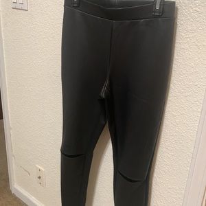 Express faux leather leggings with knee slit